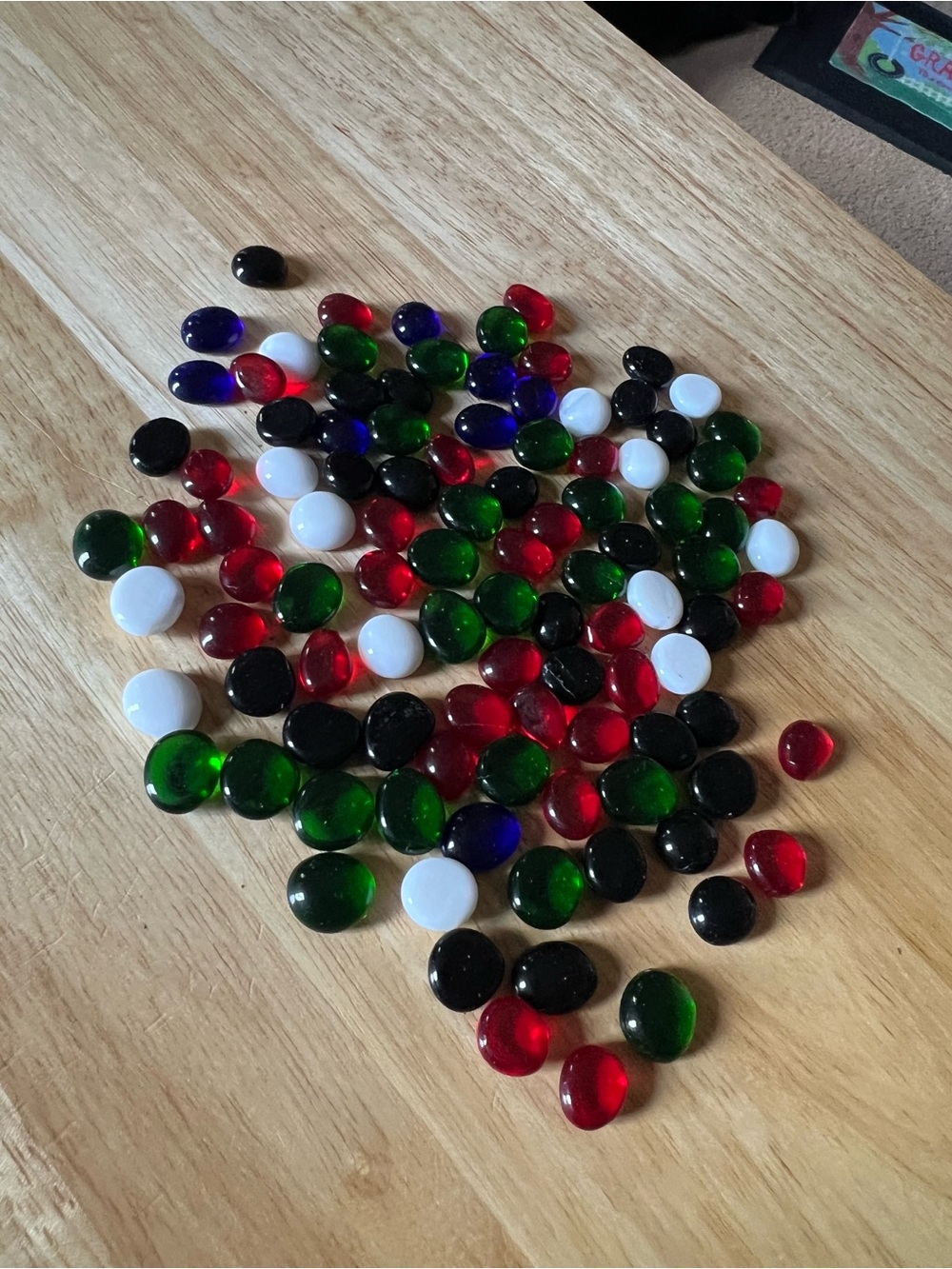 Assorted Glass Gemstone Cabochons - Red, Green, Black, White, Blue M42